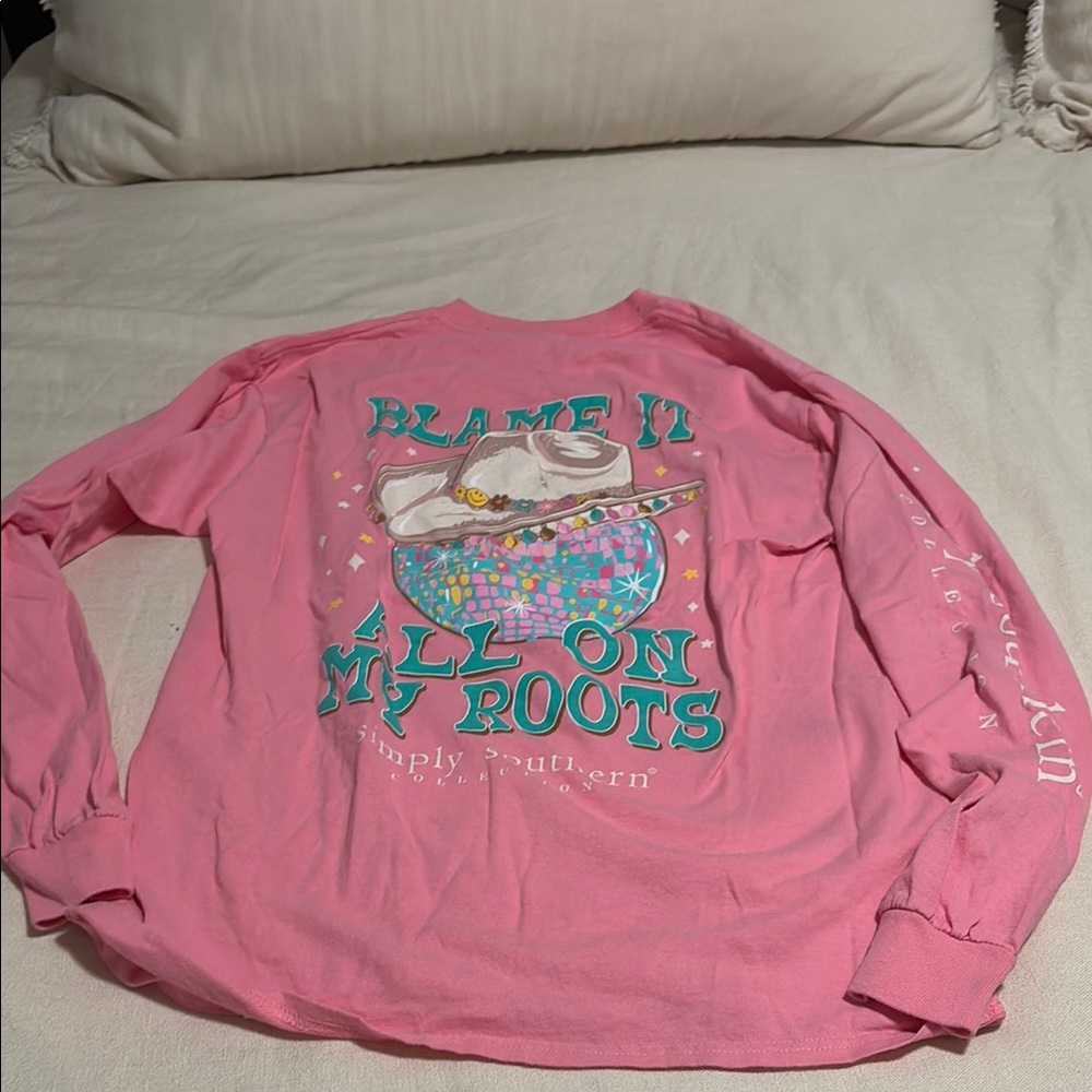 Simply Southern Pink Long Sleeve Tee with Graphic Design